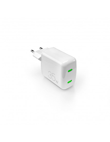 
„MiniPro“ 2xUSB-C GaN 35W sieninis įkroviklis – baltas
