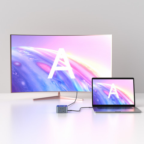 
12in1 šakotuvas su belaidžiu įkrovikliu, USB-A, USB-C, HDMI, RJ45, SD, TF, mini lizdas - pilkas
