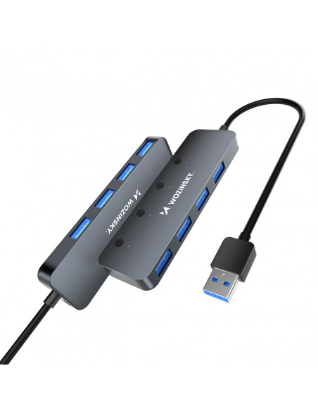 
4x USB-A šakotuvo skirstytuvas su aliuminio jungikliais - pilkas
