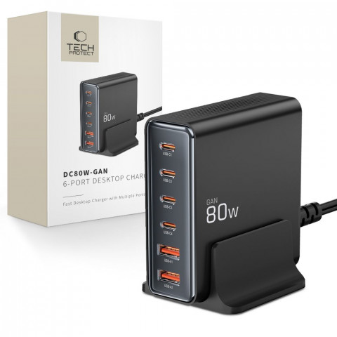 
Įrenginių įkrovimo stotelė 4x USB-C 2x USB-A 80W
