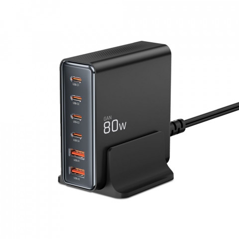 
Įrenginių įkrovimo stotelė 4x USB-C 2x USB-A 80W
