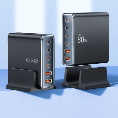 
Įrenginių įkrovimo stotelė 4x USB-C 2x USB-A 80W
