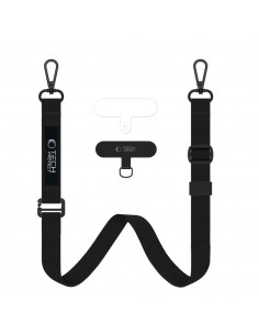 
Telefono dėklo virvelė su reguliuojamu dirželiu - juoda
