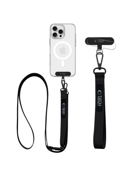 
Telefono dėklo virvelė su reguliuojamu dirželiu - juoda
