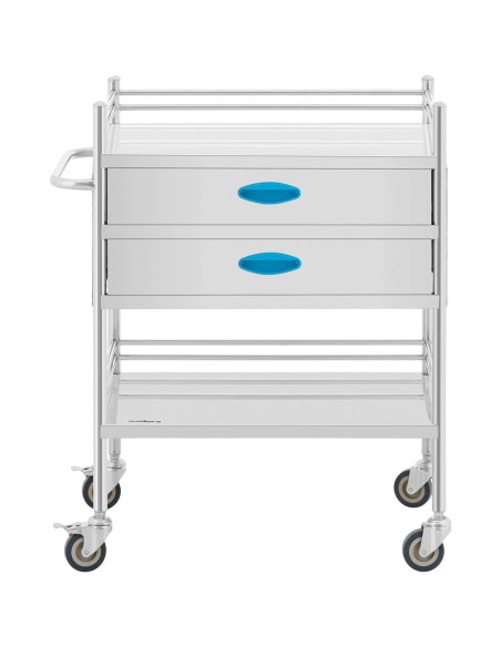 Kosmetinių procedūrų laboratorinis vežimėlis su 2 lentynomis ir 2 stalčiais 60 x 41 x 28 cm Kosmetinių procedūrų laboratorinis vežimėlis su 2 lentynomis ir 2 stalčiais 60 x 41 x 28 cm