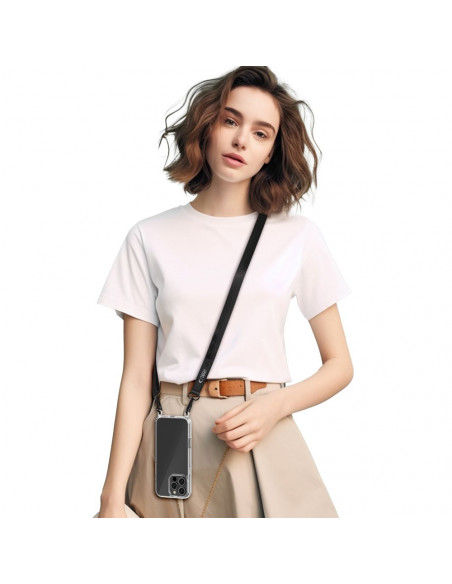 
Telefono dėklo virvelė su reguliuojamu dirželiu - juoda
