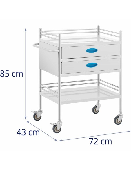 Kosmetinių procedūrų laboratorinis vežimėlis su 2 lentynomis ir 2 stalčiais 60 x 41 x 28 cm Kosmetinių procedūrų laboratorinis vežimėlis su 2 lentynomis ir 2 stalčiais 60 x 41 x 28 cm