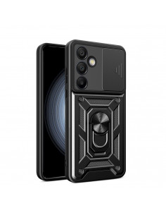 
„Hybrid Armor Camshield“ dėklas „Samsung Galaxy A56“ su kameros stovu ir dangteliu – juodas
