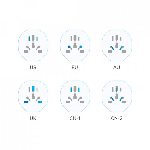 
Kelionių adapteris JK/ JAV/ AU/ FI/ CN-1/ CN-2 į ES – baltas
