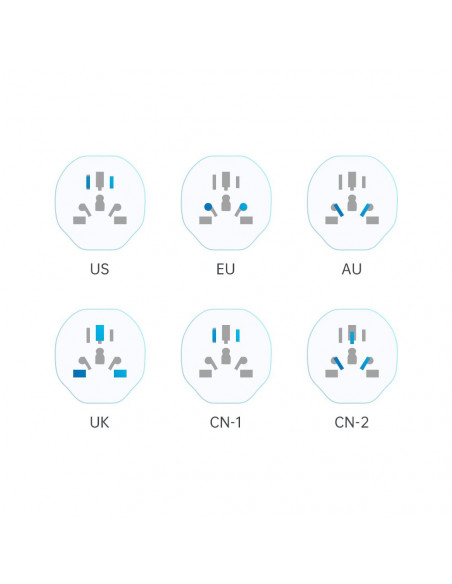 
Kelionių adapteris JK/ JAV/ AU/ FI/ CN-1/ CN-2 į ES – baltas
