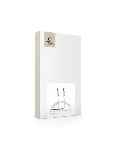 
USB-C PD 60W 3A 100 cm laidas - pilkas
