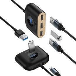 Adapteris HUB 4in1 USB Adapteris USB3.0 TO USB3.0*1+USB2.0*3 1m Black
