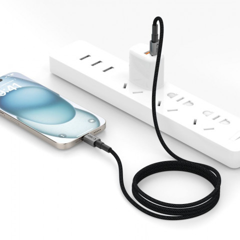 
USB-C PD 100W 5A 300 cm kabelis - pilkas
