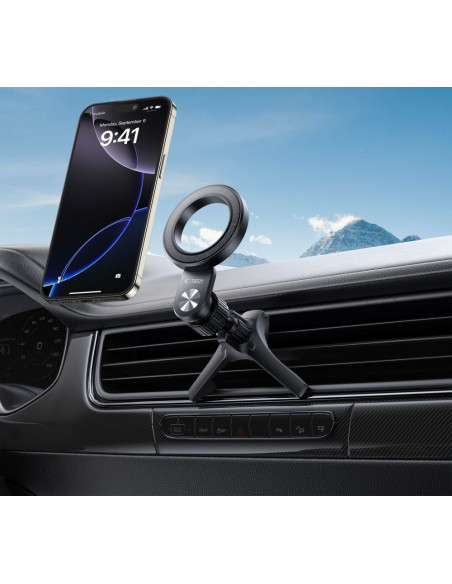 
N53 MagSafe automobilio išmaniojo telefono laikiklis su žiedais į oro angą – juodas
