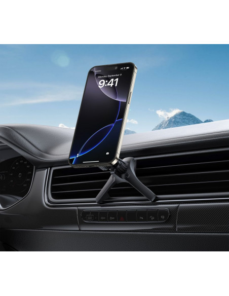 
N53 MagSafe automobilio išmaniojo telefono laikiklis su žiedais į oro angą – juodas
