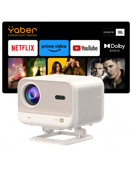 
„FullHD 1080p“ LCD multimedijos projektorius su „JBL WiFi L2 Plus“ garsiakalbiais – smėlio spalvos
