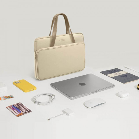 
15–16 colių putplasčio nešiojamojo kompiuterio krepšys – smėlio spalvos
