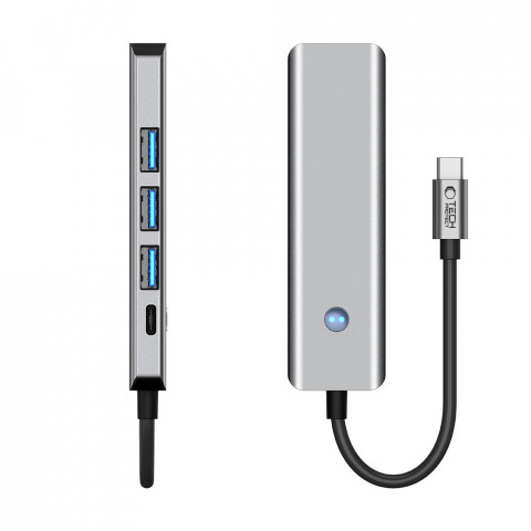 
5in1 šakotuvo adapteris USB-C PD USB-A HDMI 4K 60Hz 100W - pilkas
