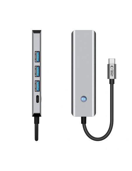 
5in1 šakotuvo adapteris USB-C PD USB-A HDMI 4K 60Hz 100W - pilkas
