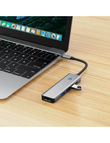 
5in1 šakotuvo adapteris USB-C PD USB-A HDMI 4K 60Hz 100W - pilkas
