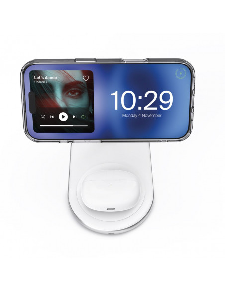 
2 viename belaidė telefono ir ausinių įkrovimo stotelė „Mag Station“ – balta
