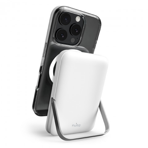 
10000mAh USB-C „MagSafe“ belaidis įkroviklis su stovu – baltas
