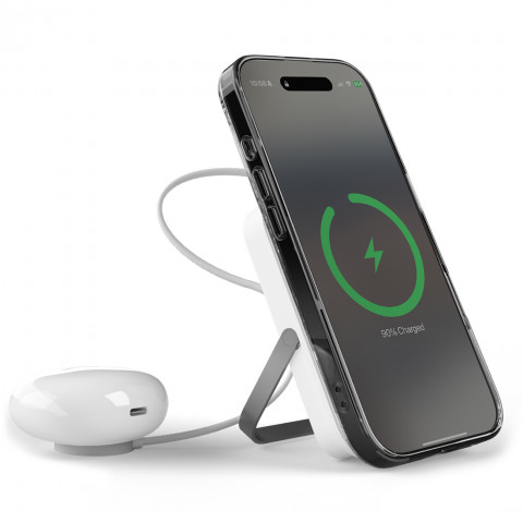 
10000mAh USB-C „MagSafe“ belaidis įkroviklis su stovu – baltas
