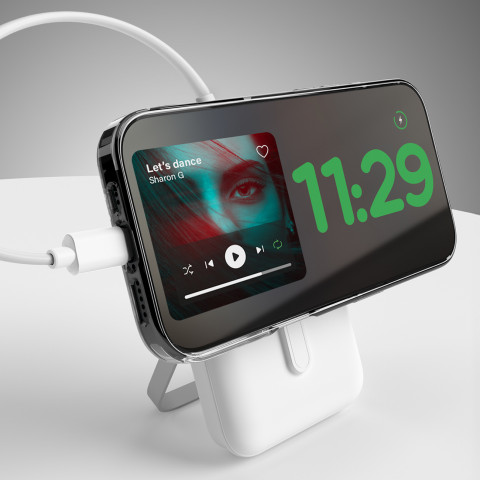 
10000mAh USB-C „MagSafe“ belaidis įkroviklis su stovu – baltas
