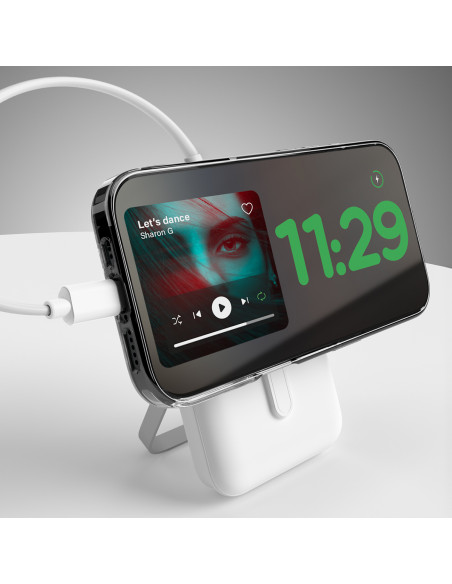 
10000mAh USB-C „MagSafe“ belaidis įkroviklis su stovu – baltas
