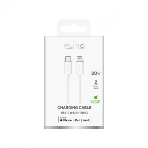 
USB-C – iPhone Lightning TPE 20W 2m laidas – baltas
