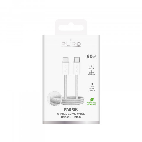 
„Fabrik 4“ 240 W 1 m pintas USB-C laidas – baltas
