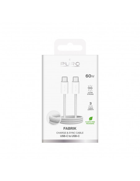 
„Fabrik 4“ 240 W 1 m pintas USB-C laidas – baltas
