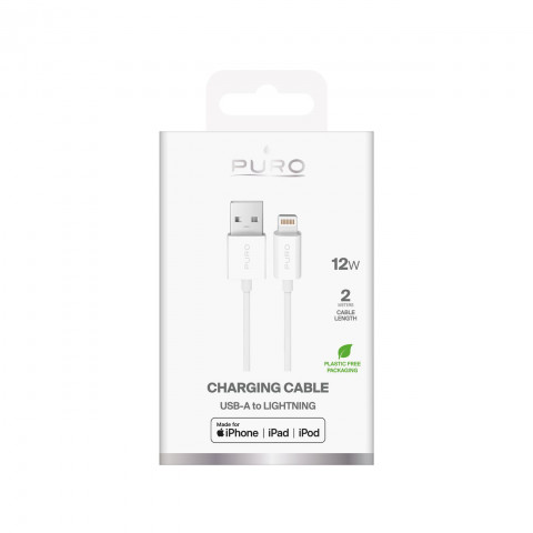 
USB-A - iPhone Lightning TPE 12W 2m laidas - baltas
