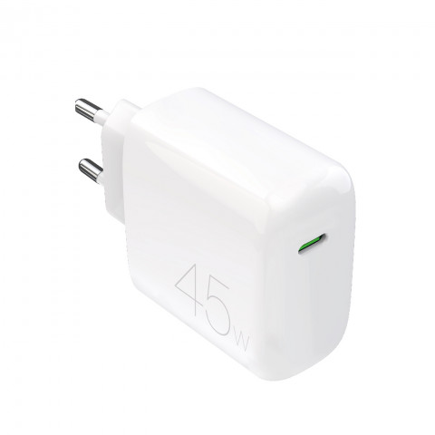 
Kompaktiškas USB-C 45W sieninis įkroviklis – baltas
