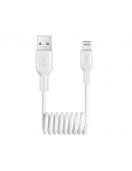 
Spiralinis kabelis USB-A - iPhone Lightning 12W 1m - baltas
