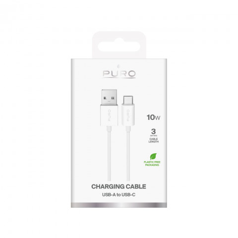
USB-A - USB-C TPE 10W 3m kabelis - baltas

