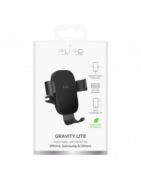 
„Gravity“ automobilio laikiklis išmaniajam telefonui ant ventiliacijos angos – juodas
