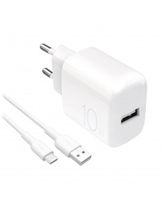 
PROLITE 10W USB-A sieninis įkroviklis su 1,2 m USB-A - USB-C laidu - baltas
