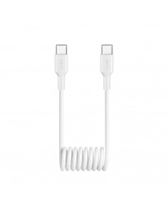 
USB-C 25W 1m spiralinis kabelis – baltas
