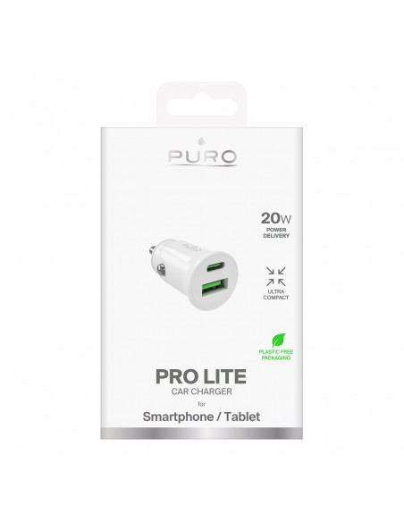 
USB-A USB-C maitinimo šaltinis 20 W automobilinis įkroviklis – baltas
