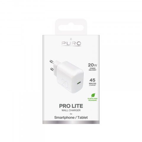 
PROLITE 20W USB-C sieninis įkroviklis – baltas
