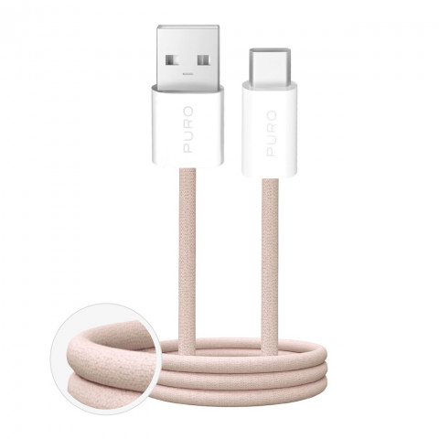 
„Fabrik“ 10 W 1,5 m pintas USB-A - USB-C laidas – smėlio spalvos
