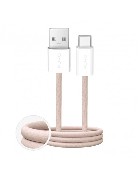 
„Fabrik“ 10 W 1,5 m pintas USB-A - USB-C laidas – smėlio spalvos
