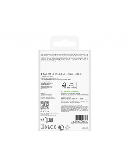 
„Fabrik“ 10 W 1,5 m pintas USB-A - USB-C laidas – smėlio spalvos
