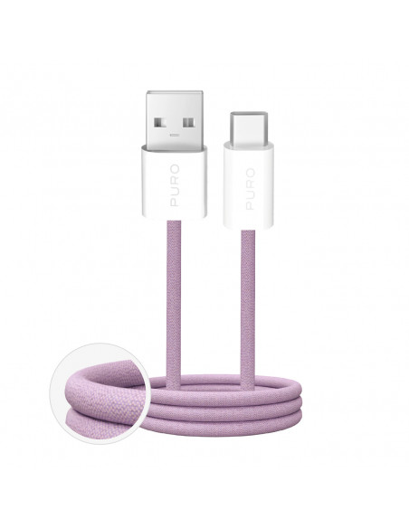 
„Fabrik 2.0“ 10 W pintas USB-A - USB-C laidas, 1,5 m – rožinis
