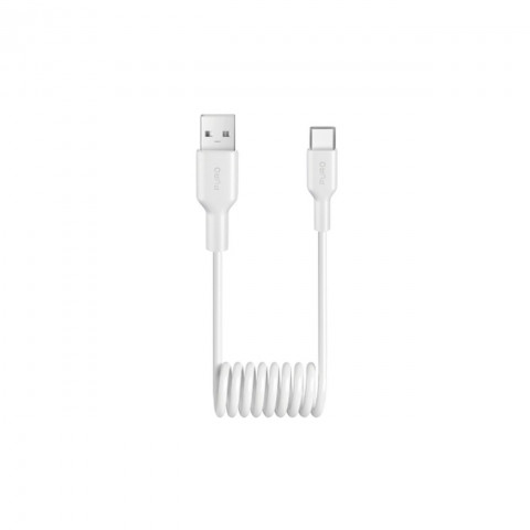 
Spiralinis kabelis USB-A - USB-C 10W 1m - baltas
