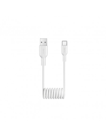 
Spiralinis kabelis USB-A - USB-C 10W 1m - baltas
