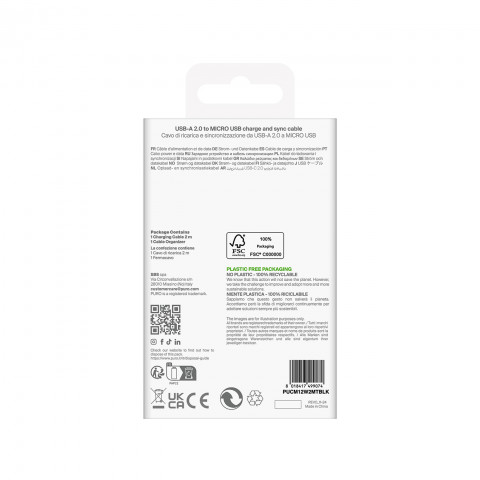 
Laidas USB-A - microUSB TPE 12W 2m - juodas
