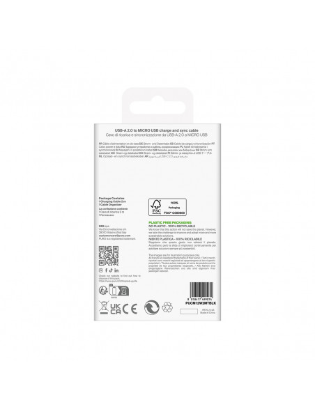 
Laidas USB-A - microUSB TPE 12W 2m - juodas
