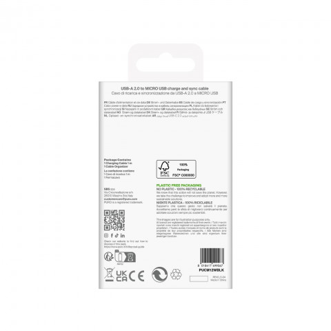 
Laidas USB-A - microUSB TPE 12W 1m - juodas
